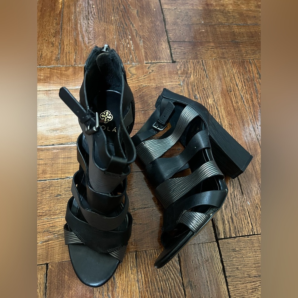 Isola Black Strappy Heels